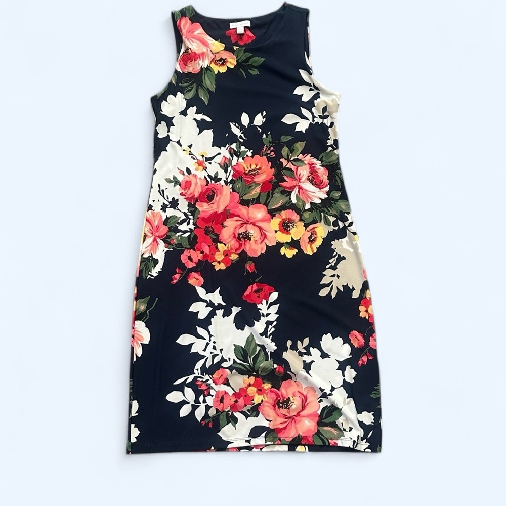 Charter Club Navy Blue Floral Sleeveless Summer Dress Size M